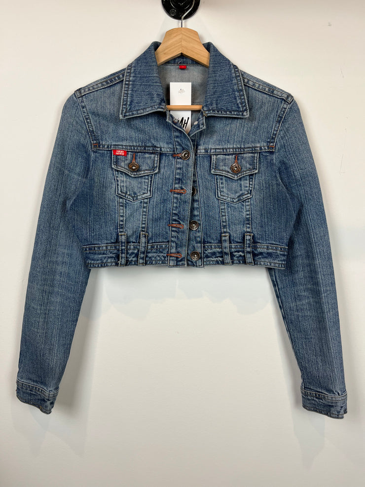 Vintage Yes Miss Mid-Wash Cropped Denim Jacket