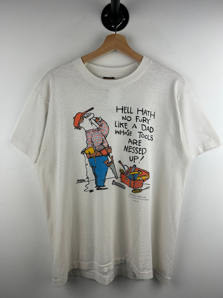 Vintage 90s Handyman Dad Tools Comedy White Tee