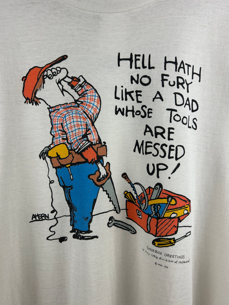 Vintage 90s Handyman Dad Tools Comedy White Tee