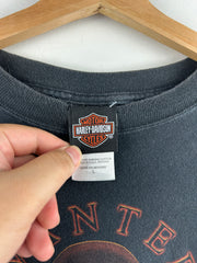 Vintage 2005 Harley Davidson Flames Skull Detroit Black Long Sleeve