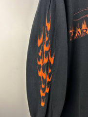 Vintage 2005 Harley Davidson Flames Skull Detroit Black Long Sleeve