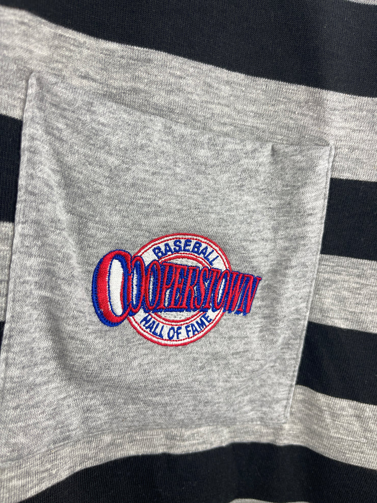 Vintage 90s MLB Nutmeg Cooperstown Baseball Hall Of Fame Striped