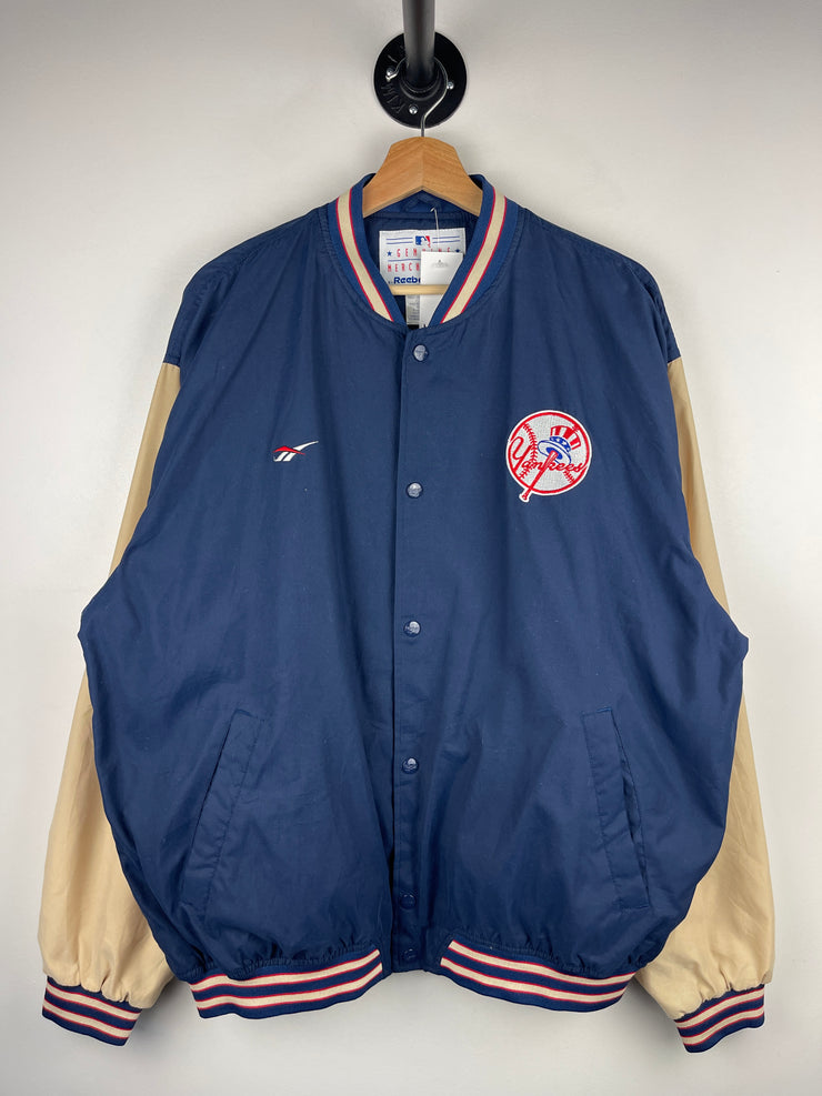 Vintage 90s MLB Reebok New York Yankees Navy & Beige Windbreaker