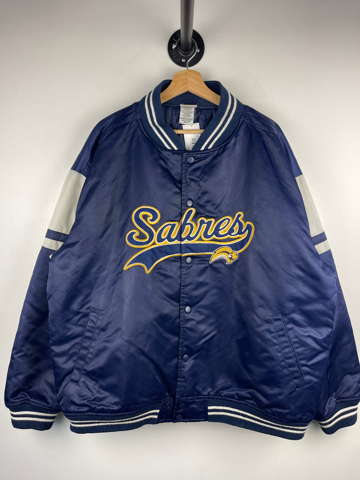 Vintage NHL Buffalo Sabres Script Embroidered Satin Bomber Jacket