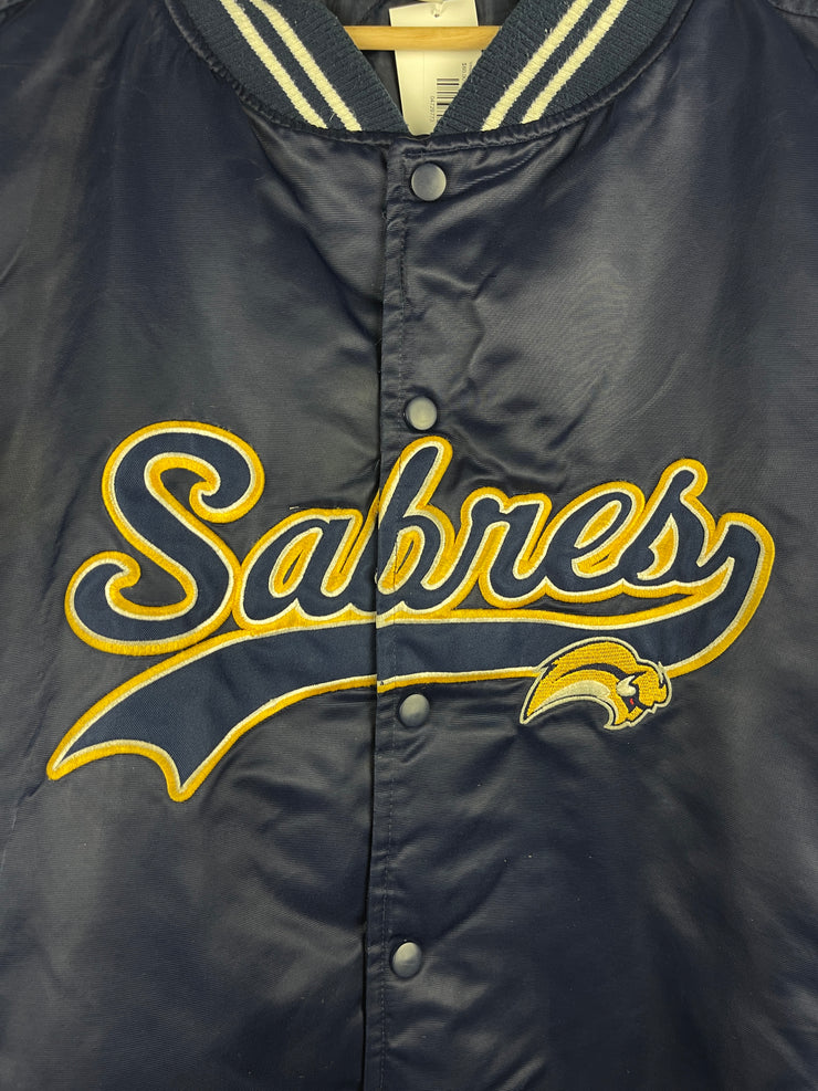 Vintage NHL Buffalo Sabres Script Embroidered Satin Bomber Jacket