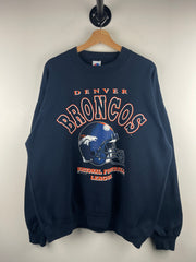 Vintage 90s NFL Bulletin Denver Broncos Navy Crewneck