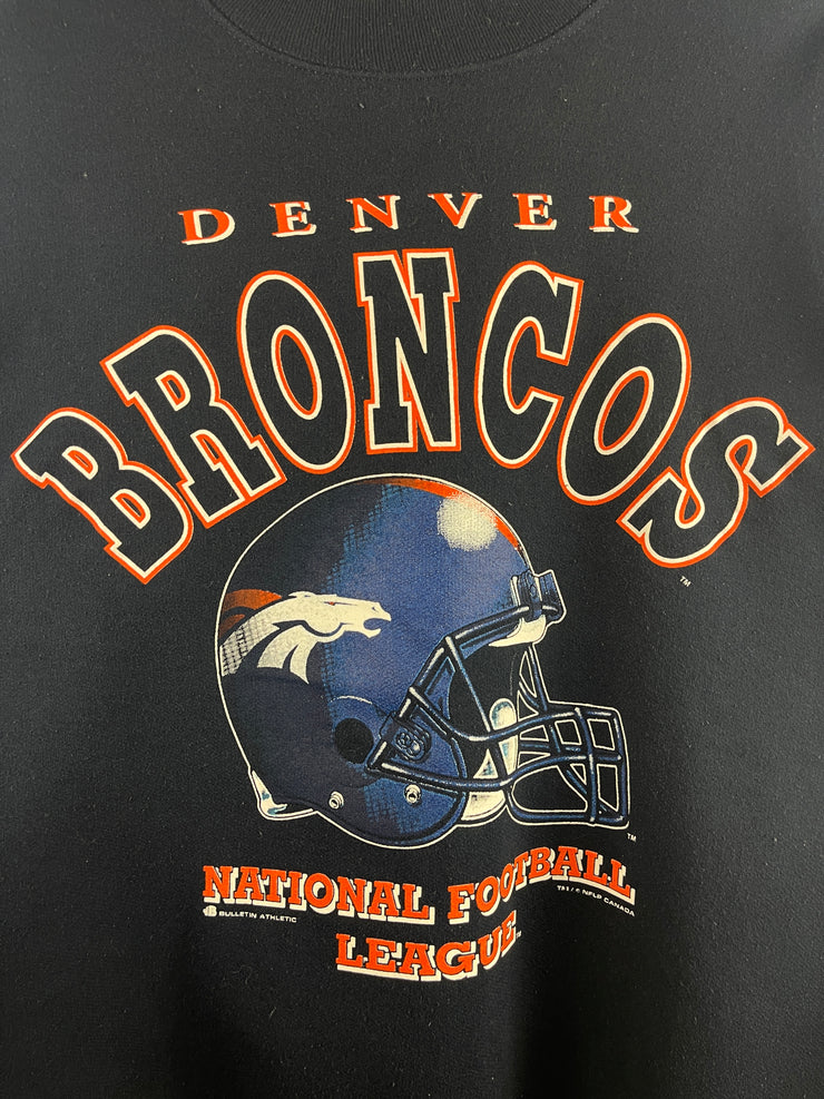 Vintage 90s NFL Bulletin Denver Broncos Navy Crewneck