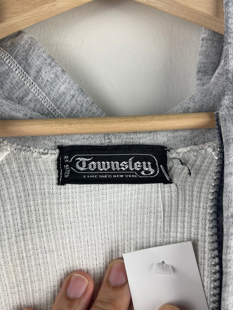 Vintage 90s Townsley Thermal Lined Blank Grey Zip Up Hoodie