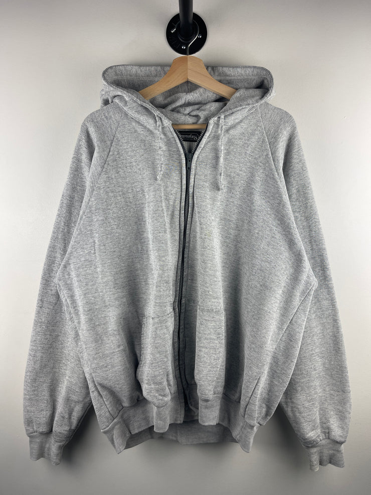 Vintage 90s Townsley Thermal Lined Blank Grey Zip Up Hoodie