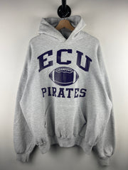 Vintage 90s Russell Athletic ECU Pirates Football Grey Hoodie