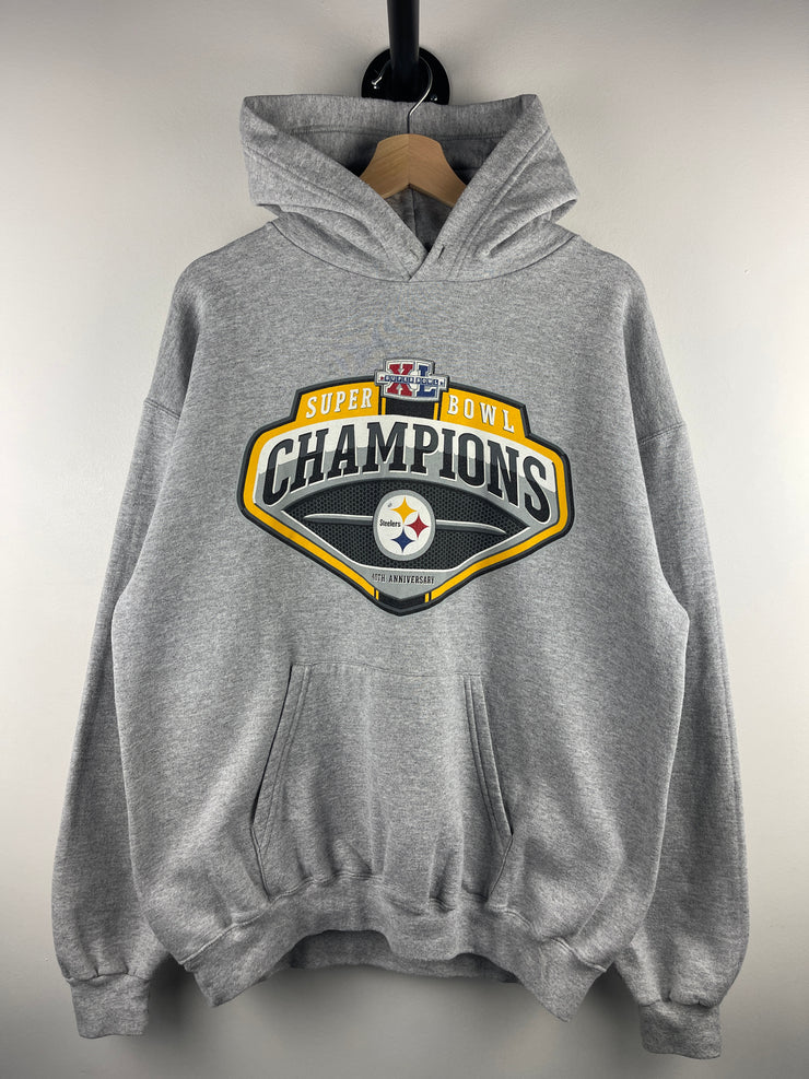Vintage NFL Reebok Pittsburgh Steelers Grey Hoodie
