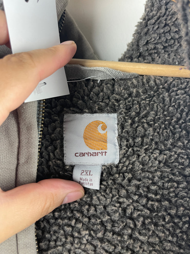 Vintage Carhartt Sherpa Lined Grey Zip Up Hoodie