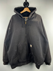 Vintage Carhartt Thermal Lined Faded Black Zip Up Hoodie