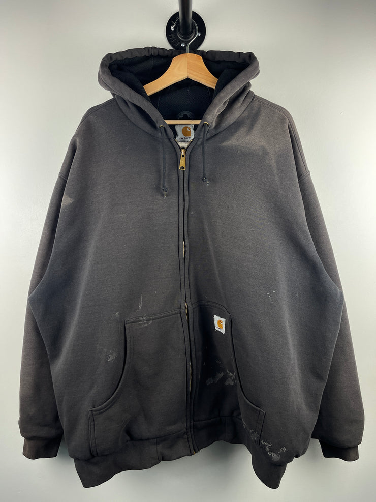 Vintage Carhartt Thermal Lined Faded Black Zip Up Hoodie
