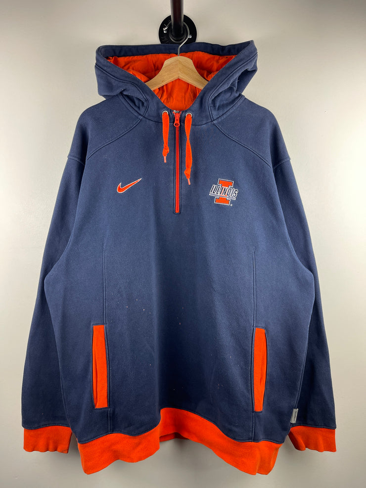 Vintage Nike Mini Swoosh Illinois Quarter Zip Navy Hoodie