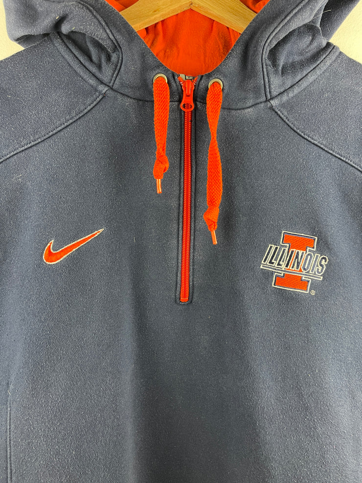 Vintage Nike Mini Swoosh Illinois Quarter Zip Navy Hoodie