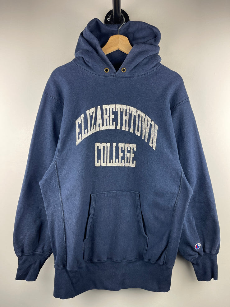 Vintage 90s Champion Reverse Weave Elizabethtown College Navy Hoodie