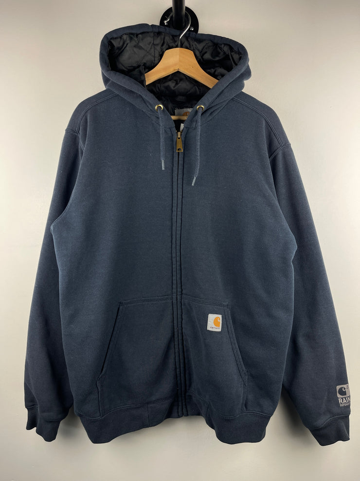 Vintage Carhartt Insulated Rain Defender Navy Zip Up Hoodie