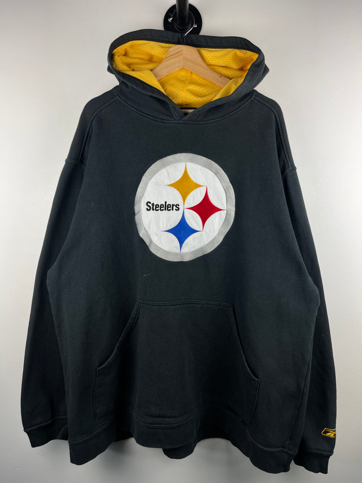 Vintage NFL Reebok Pittsburgh Steelers Embroidered Black Hoodie