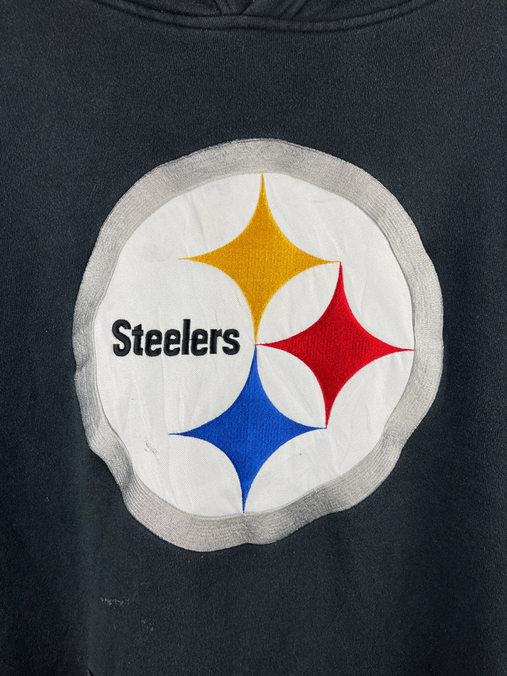 Vintage NFL Reebok Pittsburgh Steelers Embroidered Black Hoodie