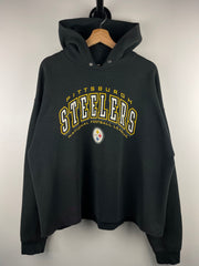 Vintage 90s NFL Pittsburgh Steelers Cropped Black Hoodie