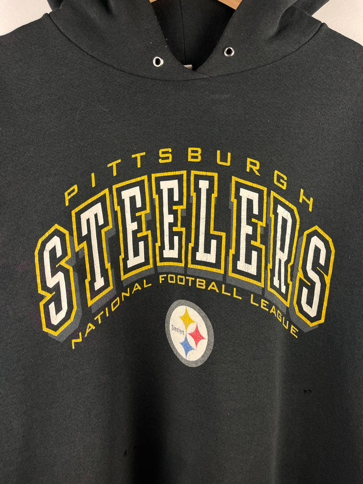 Vintage 90s NFL Pittsburgh Steelers Cropped Black Hoodie