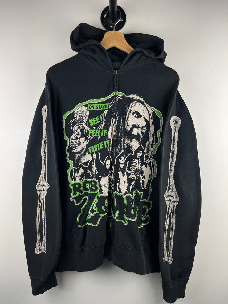 Vintage Rob Zombie On Stage Black Zip Up Hoodie