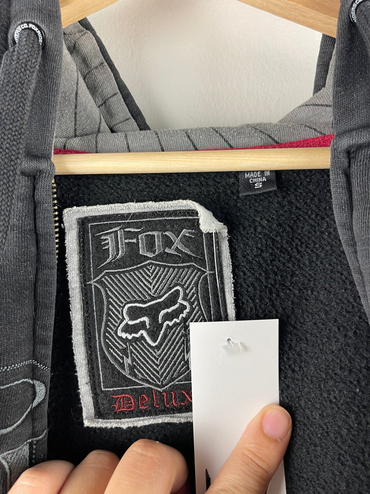 Vintage Y2K Fox Deluxe Embroidered Black Zip Up Hoodie