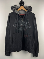 Vintage Y2K Fox Deluxe Embroidered Black Zip Up Hoodie