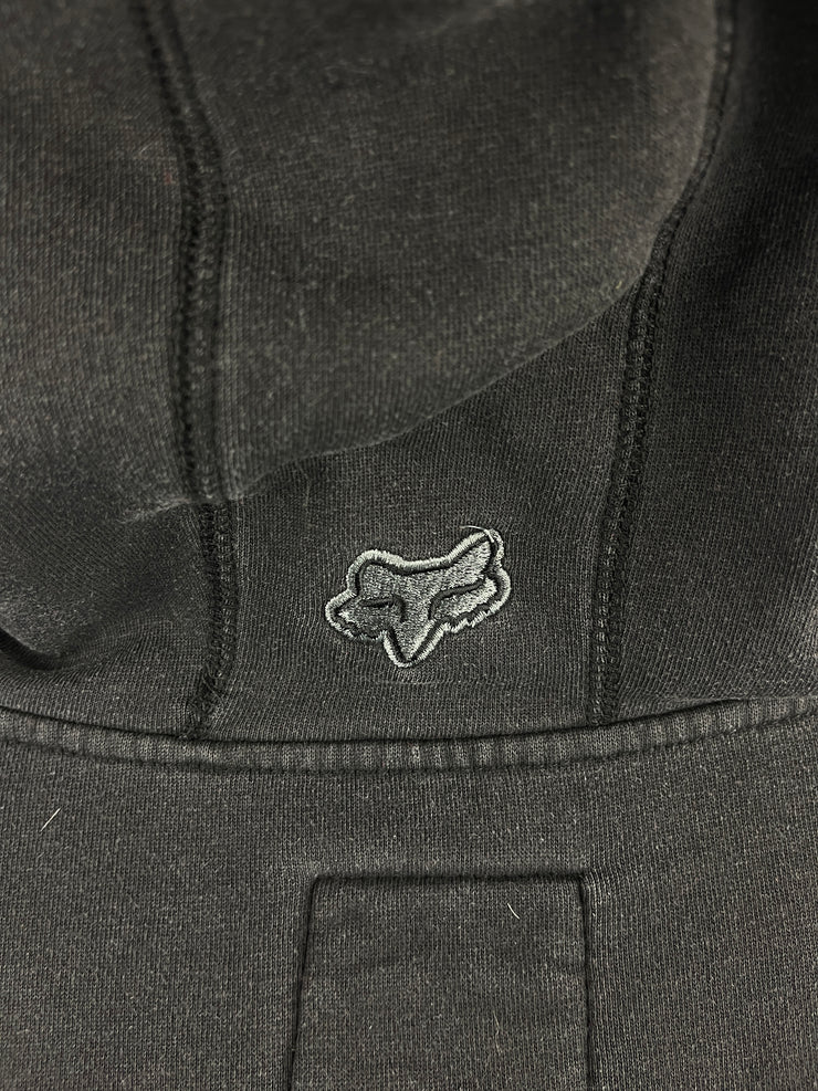 Vintage Y2K Fox Deluxe Embroidered Black Zip Up Hoodie