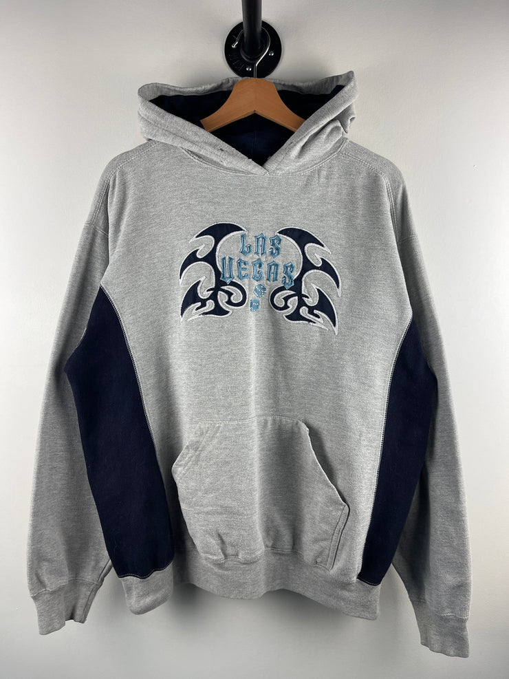 Vintage Y2K Las Vegas Dice Tribal Embroidered Grey Hoodie