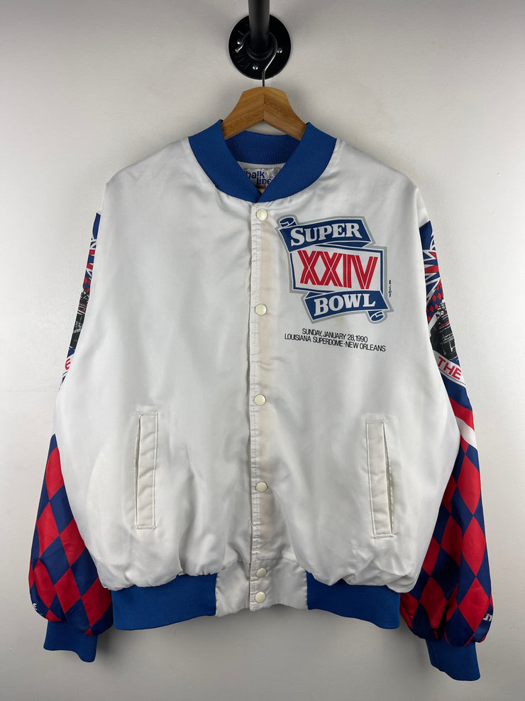 Vintage 90s NFL Chalk Line Super Bowl XXIV Fanimation Satin Bomber Jacket