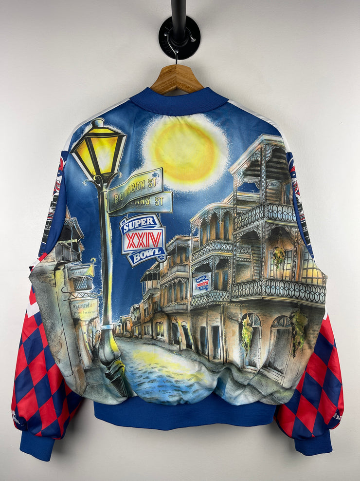 Vintage 90s NFL Chalk Line Super Bowl XXIV Fanimation Satin Bomber Jacket