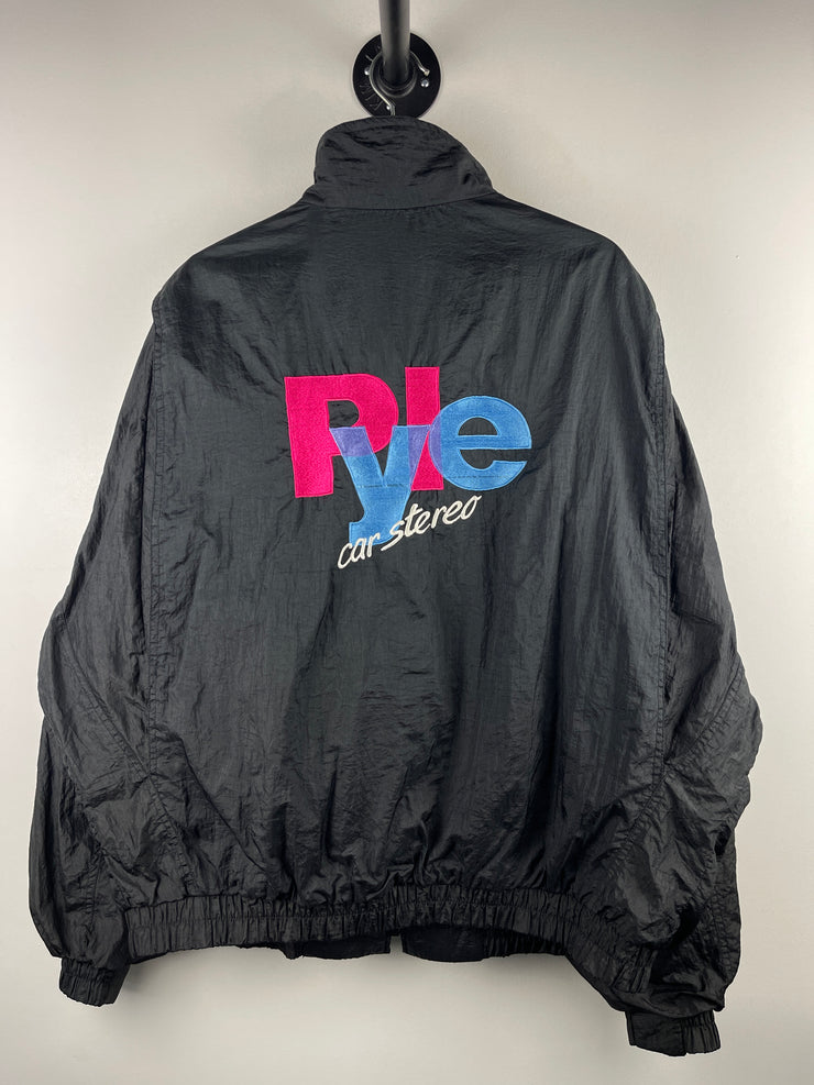 Vintage 90s Pyle Car Stereo Black Windbreaker
