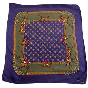 Vintage Polo Ralph Lauren Horses Polo Silk Scarf