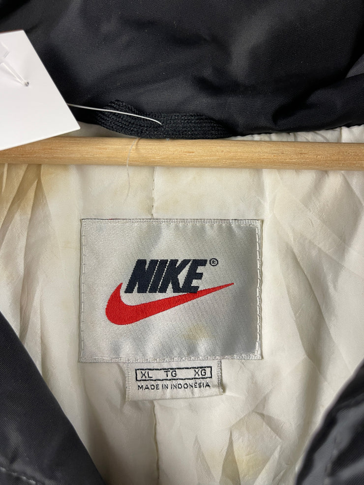 Vintage 90s Nike Swoosh Spellout Black Insulated Hooded Jacket