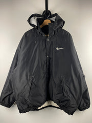 Vintage 90s Nike Swoosh Spellout Black Insulated Hooded Jacket