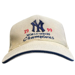 Vintage 90s MLB New York Yankees World Series Beige Strapback Hat
