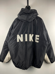 Vintage 90s Nike Swoosh Spellout Black Insulated Hooded Jacket