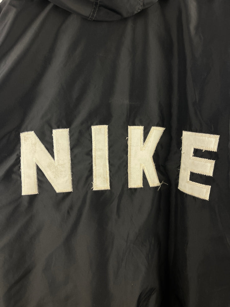 Vintage 90s Nike Swoosh Spellout Black Insulated Hooded Jacket