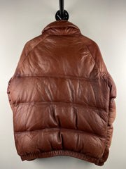 Vintage 80s Faded Brown Leather Cropped Puffer Jacket