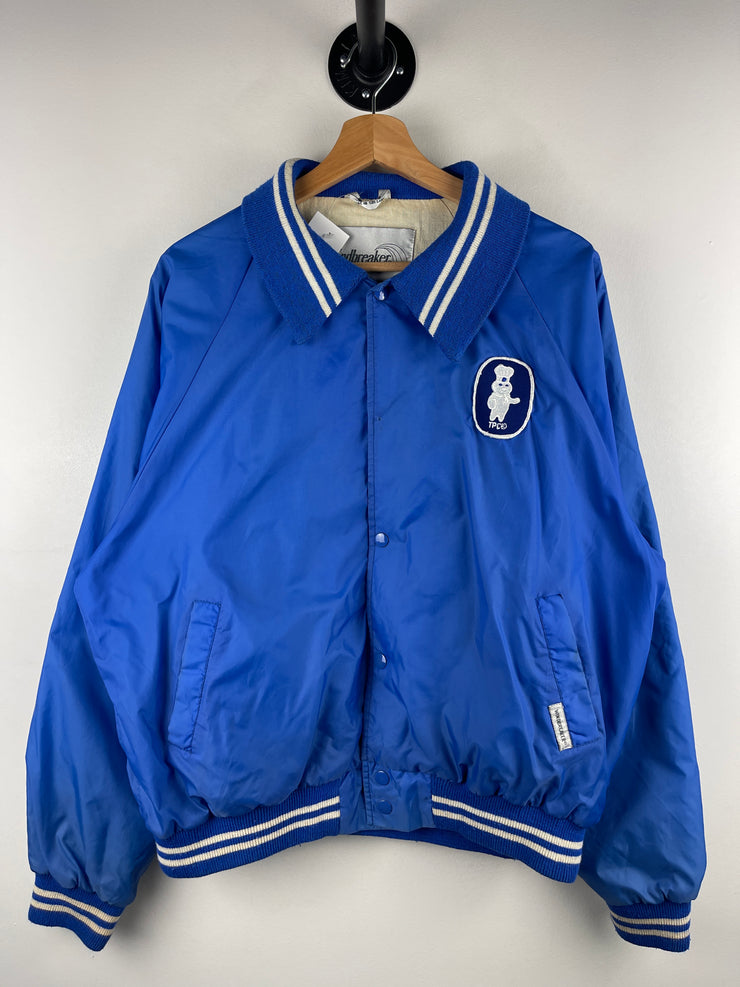 Vintage 80s Pillsbury Dough Boy Blue Varsity Bomber Jacket
