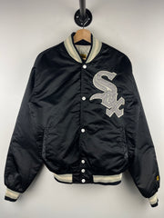 Vintage 80s MLB Bee Chicago White Sox Black Satin Bomber Jacket