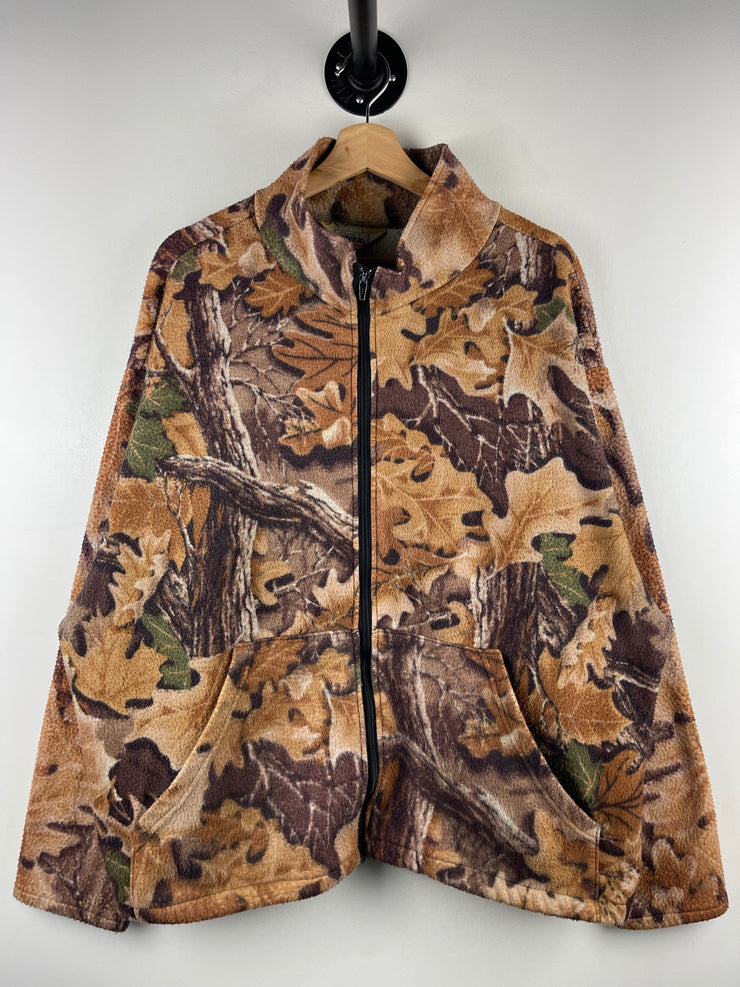 Vintage 90s Red Head Real Tree Camo Zip Up Fleece Sweater