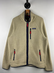 Vintage Patagonia Retro Pile Beige Sherpa Fleece Zip Up Sweater