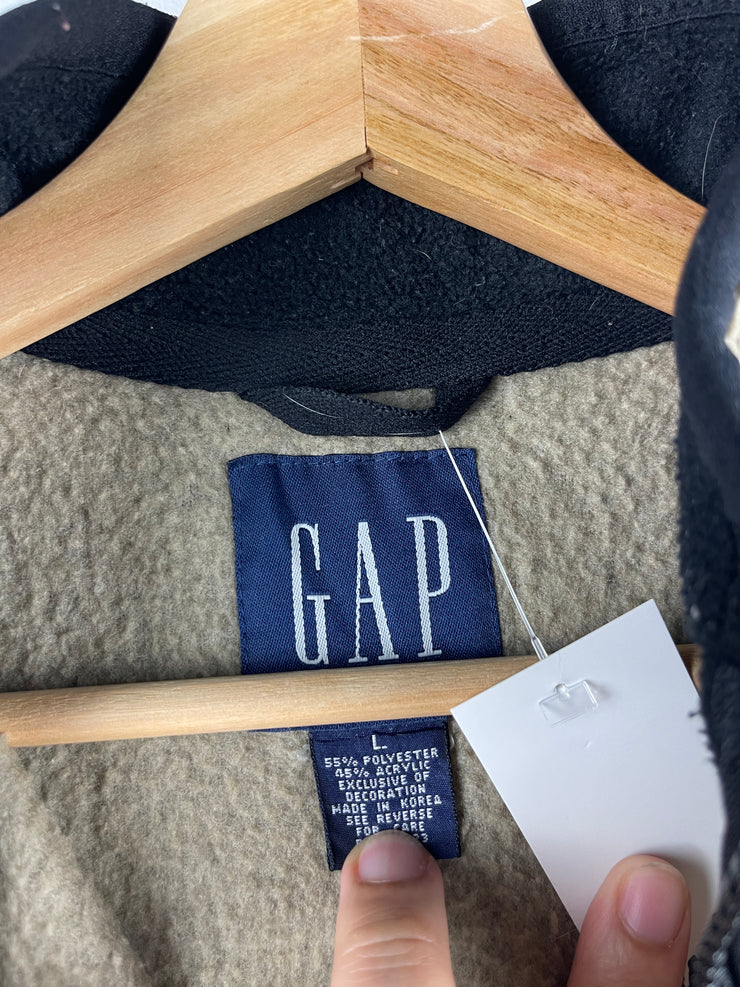 Vintage 90s Gap Beige Sherpa Fleece Zip Up Vest