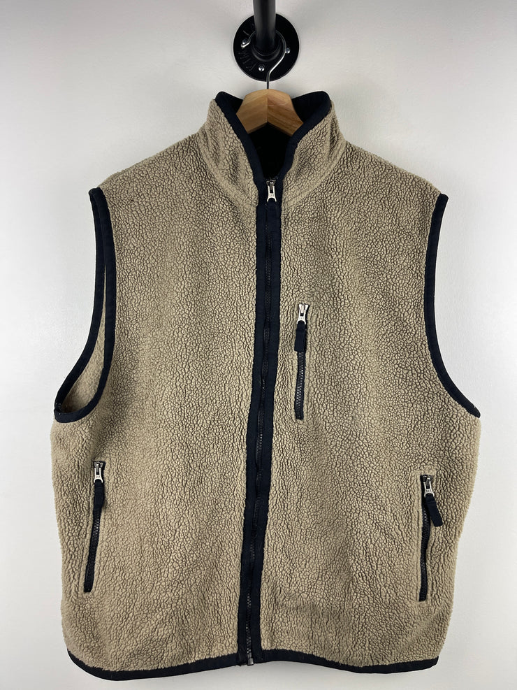 Vintage 90s Gap Beige Sherpa Fleece Zip Up Vest