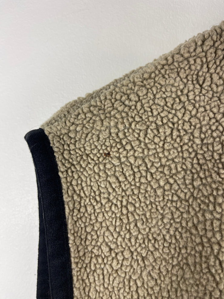 Vintage 90s Gap Beige Sherpa Fleece Zip Up Vest