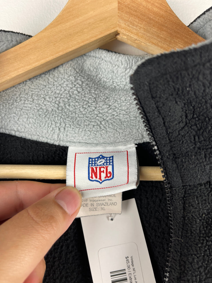 Vintage NFL Los Angeles Raiders Quarter Zip Black Fleece Sweater