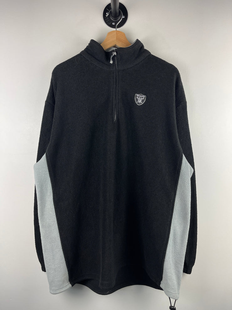 Vintage NFL Los Angeles Raiders Quarter Zip Black Fleece Sweater